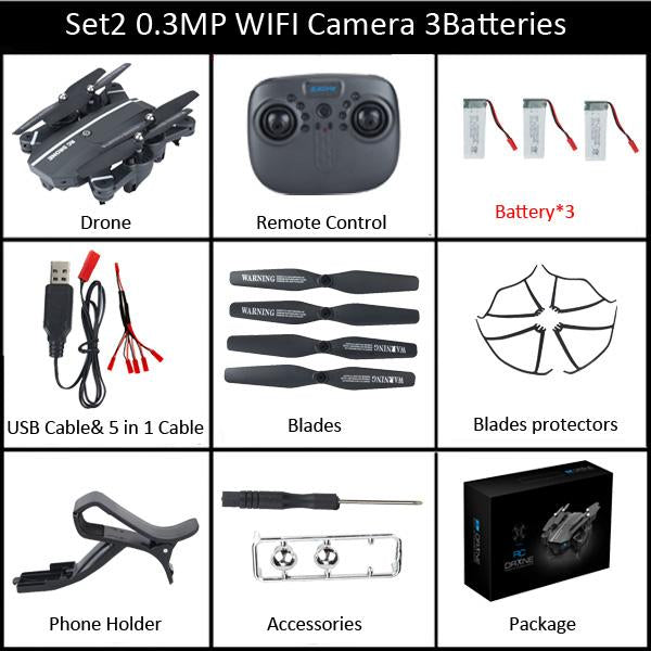 Teeggi 8807W Foldable Drone with Camera 2MP Wide Angle WIFI FPV