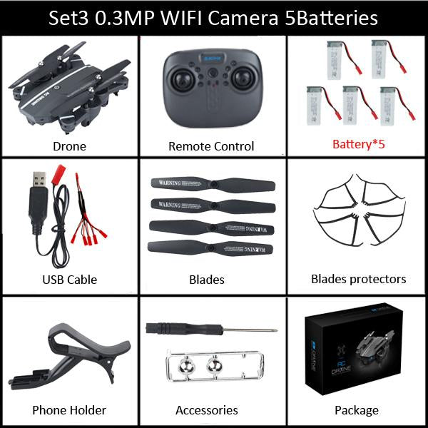 Teeggi 8807W Foldable Drone with Camera 2MP Wide Angle WIFI FPV