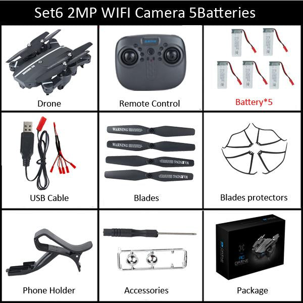 Teeggi 8807W Foldable Drone with Camera 2MP Wide Angle WIFI FPV