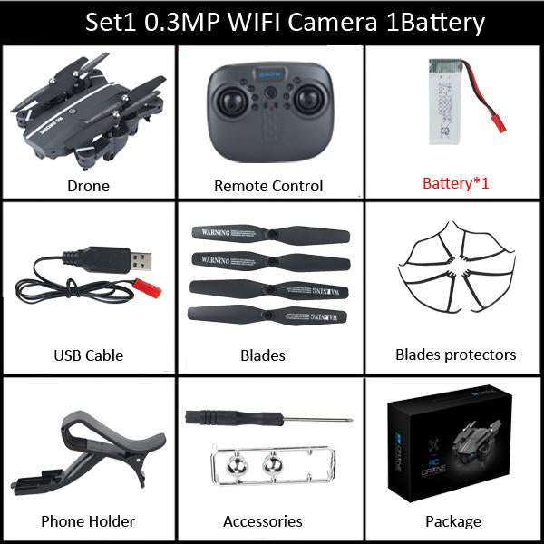 Teeggi 8807W Foldable Drone with Camera 2MP Wide Angle WIFI FPV