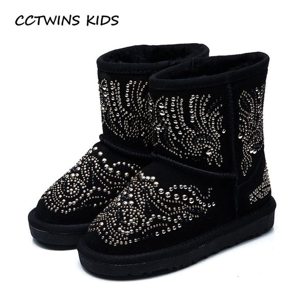 CCTWINS KIDS 2017 Toddler Girl Baby Brand Crystal Ankle Snow Boot Kid Fashion Children