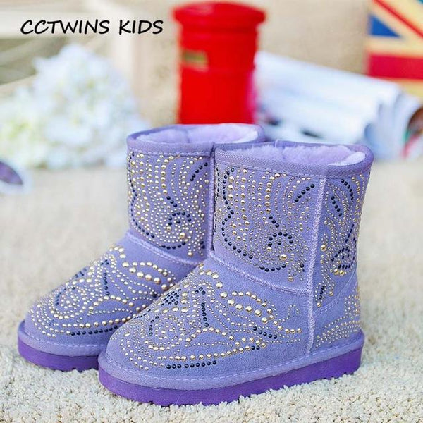 CCTWINS KIDS 2017 Toddler Girl Baby Brand Crystal Ankle Snow Boot Kid Fashion Children