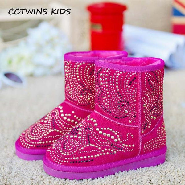 CCTWINS KIDS 2017 Toddler Girl Baby Brand Crystal Ankle Snow Boot Kid Fashion Children