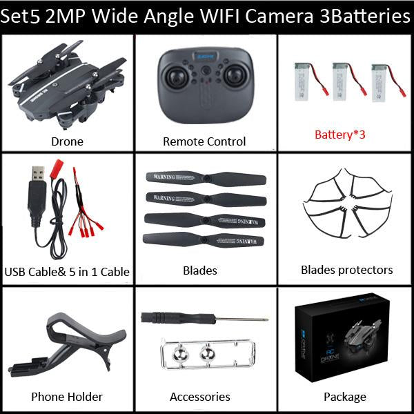 Teeggi 8807W Foldable Drone with Camera 2MP Wide Angle WIFI FPV