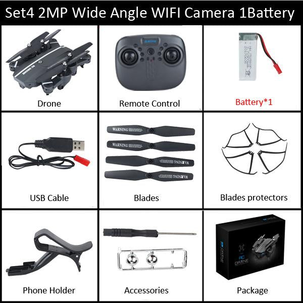 Teeggi 8807W Foldable Drone with Camera 2MP Wide Angle WIFI FPV