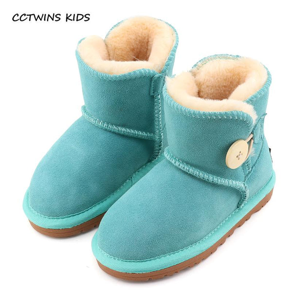 KIDS 2017 Winter Children Green Fur Boot Baby Girl Ankle Snow Boot Boy