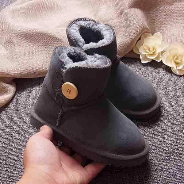 KIDS 2017 Winter Children Green Fur Boot Baby Girl Ankle Snow Boot Boy