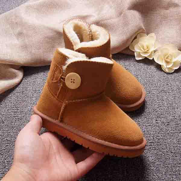 KIDS 2017 Winter Children Green Fur Boot Baby Girl Ankle Snow Boot Boy