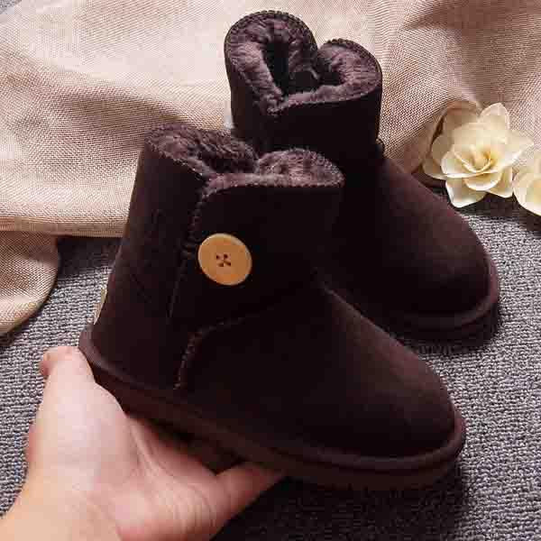 KIDS 2017 Winter Children Green Fur Boot Baby Girl Ankle Snow Boot Boy