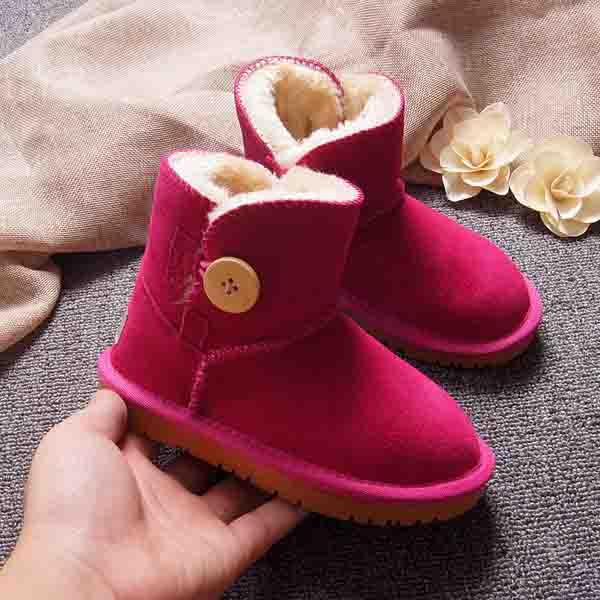 KIDS 2017 Winter Children Green Fur Boot Baby Girl Ankle Snow Boot Boy