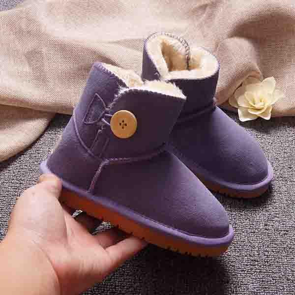 KIDS 2017 Winter Children Green Fur Boot Baby Girl Ankle Snow Boot Boy